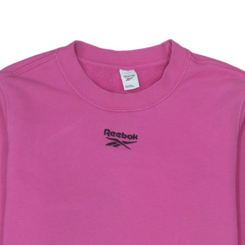 Reebok Womens Pink Crew Neck Sweatshirt Size M Cotton Blend Athletic