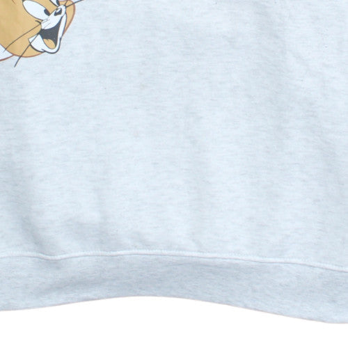 Primark Tom and Jerry Men's Grey V-Neck Sweatshirt M