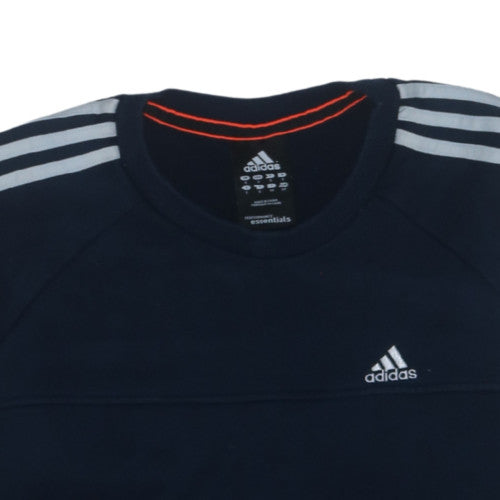 Adidas Men Blue Small Crew Neck Pullover Sweatshirt