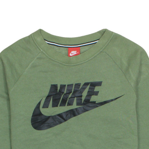 Nike Men's Green Crew Neck Logo Sweatshirt M Cotton Blend