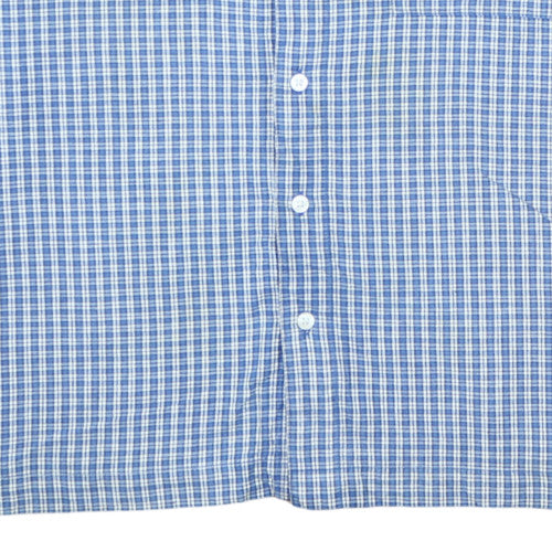 Kappa Men's Blue Check Short Sleeve Button-Up Cotton Shirt Size S