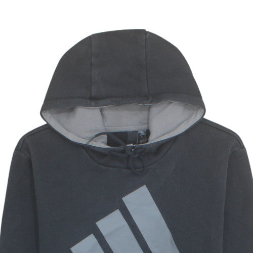 Adidas Mens Black Pullover Hoodie L Logo Graphic Fleece Sweatshirt