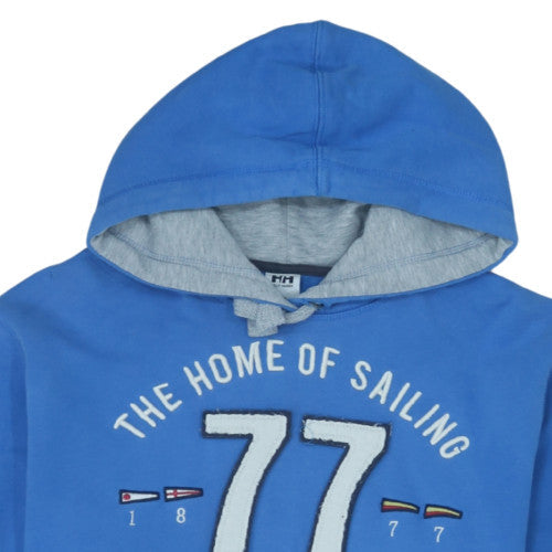 Helly Hansen Men's Blue Pullover Hoodie Size S Embroidered Sailing Design
