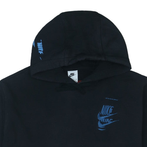 Nike Men's Black XL Pullover Hoodie with Blue Logo Graphic