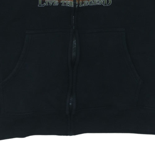 Hyde Park Women Black Full Zip Hoodie Animal Print Size M