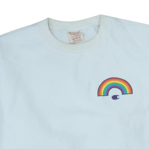 Champion Mens White 2XL Crew Neck Rainbow Graphic Sweatshirt