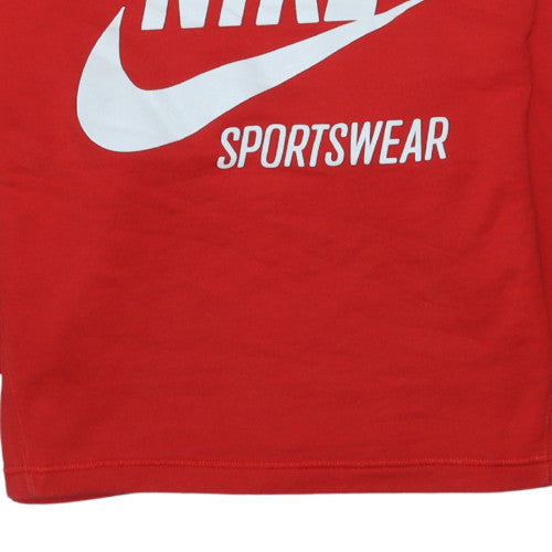 Nike Women Red Cotton Crew Neck Pullover Sweatshirt Size S