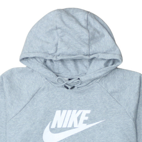 Nike Womens Grey Pullover Hoodie Large Cotton Logo Sweatshirt