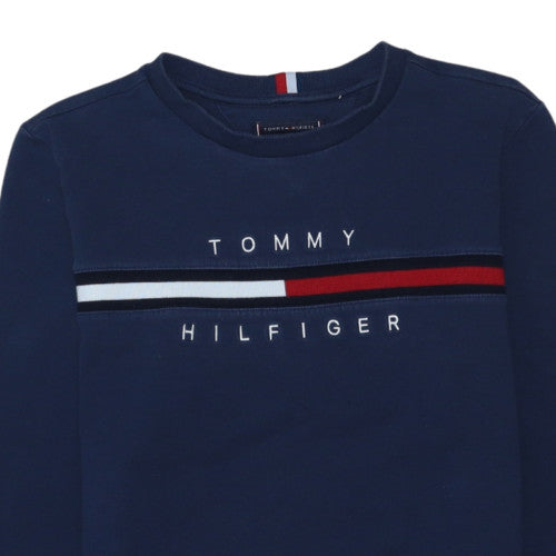 Tommy Hilfiger Boys Blue Crew Neck Logo Pullover Sweatshirt Size 164