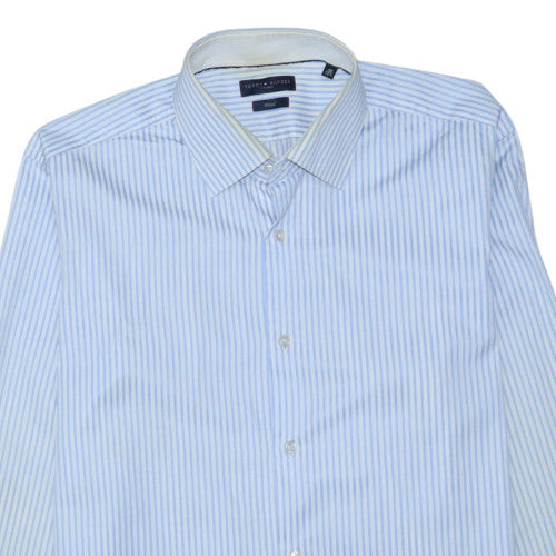 Tommy Hilfiger Men’s Blue Striped Slim Fit Long Sleeve Shirt 15.5 40in