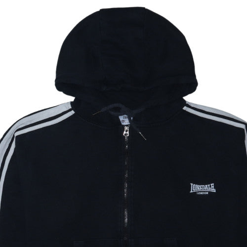 Lonsdale Women Black Full Zip Hoodie Size 16 Cotton Blend