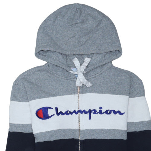 Champion Men’s Grey Full Zip Hoodie S Logo Cotton Long Sleeve