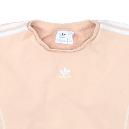 Adidas Women Beige Crew Neck Pullover Sweatshirt Size 10