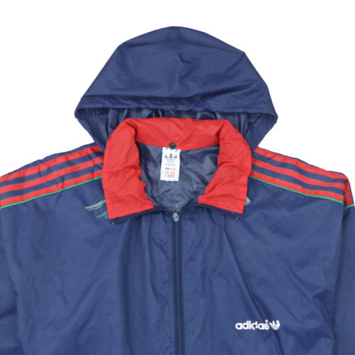 Adidas Men's Blue Retro Hooded Windbreaker Jacket Size S 38in