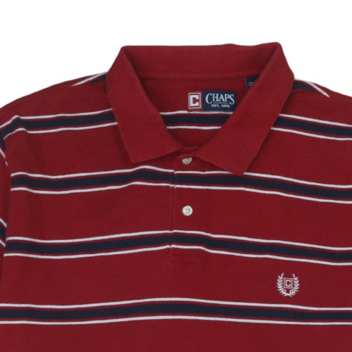 Chaps Men's Red Striped Cotton Polo Shirt XL Short Sleeve Classic Fit