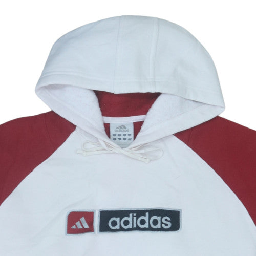 adidas Men's White Red Pullover Hoodie Size S Sports Fleece