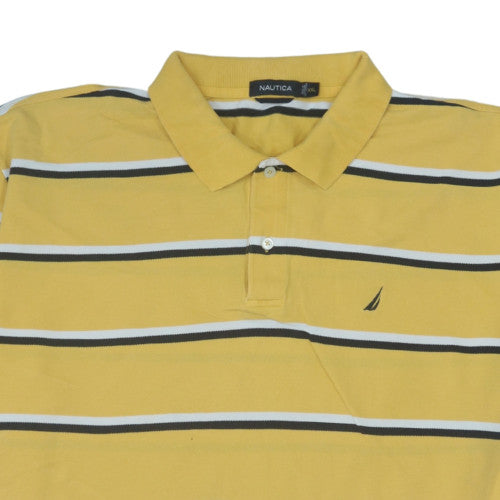 Nautica Men’s Yellow Striped 2XL Polo Shirt Cotton Collared Top