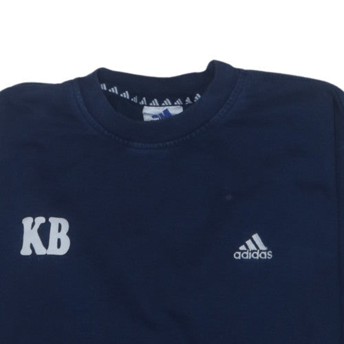 Adidas Men’s Blue Pullover Sweatshirt L Crew Neck Sports Embroidered