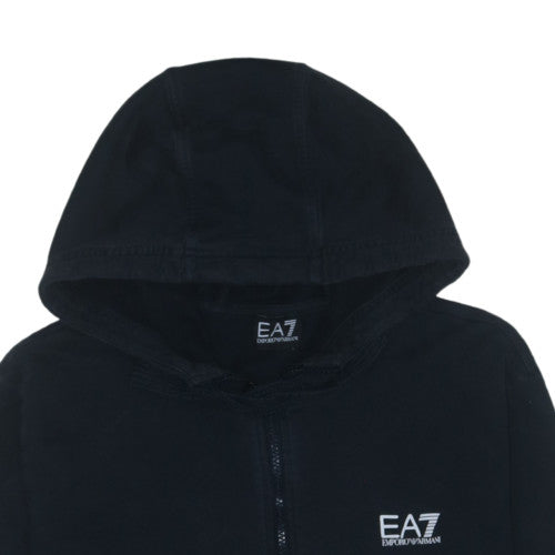 Emporio Armani EA7 Womens Black Full Zip Hoodie Size XL Cotton Blend