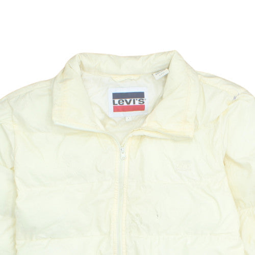 Levi's Women's Ivory Puffer Jacket Size S Full Zip Warm Winter Coat