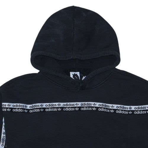 Adidas Womens Black 14 Pullover Hoodie Cotton Blend Logo Detail