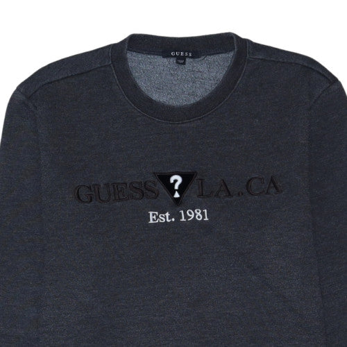 Guess Mens Grey Crew Neck Embroidered Logo Sweatshirt Size L