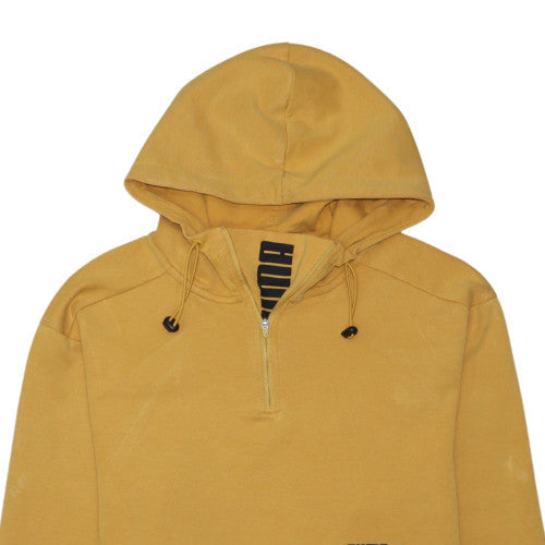 Puma Mens Yellow 1/4 Zip Hoodie Medium Hooded Pullover Sweatshirt