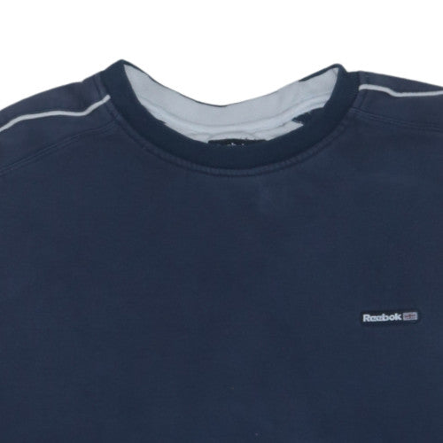 Reebok Mens Blue Crew Neck Pullover Sweatshirt L Classic Fleece