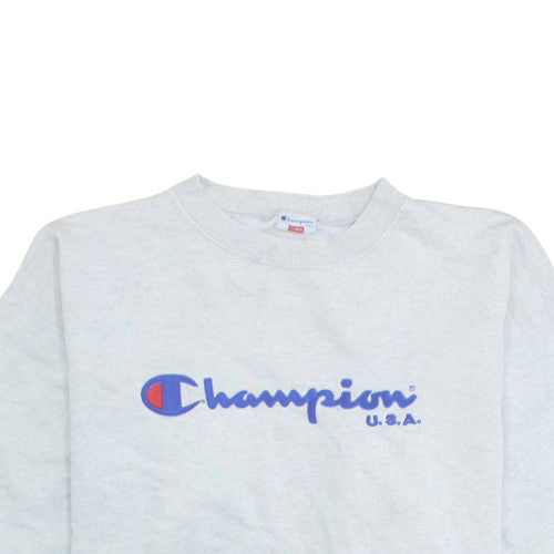 Champion Men's Grey XL Pullover Sweatshirt Crew Neck Logo Vintage Style