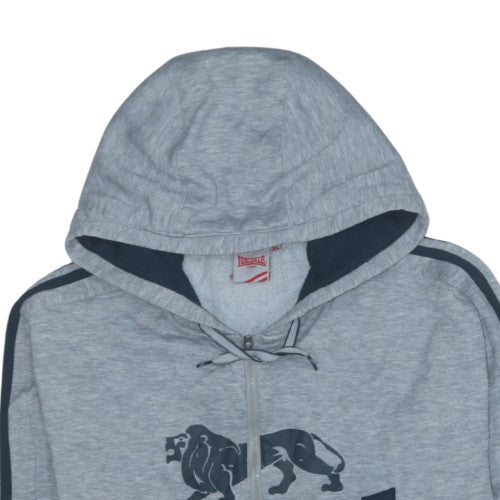 Lonsdale Men’s Grey XL Full Zip Hoodie with Logo Print