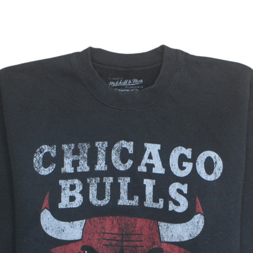 Mitchell & Ness Mens Black Chicago Bulls Pullover Sweatshirt S