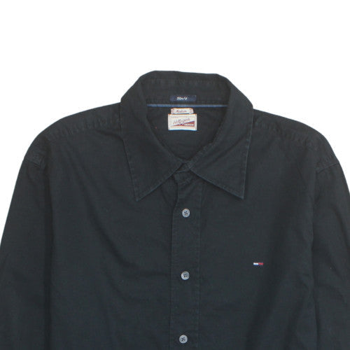 Hilfiger Denim Men's Black Slim Fit Long Sleeve Cotton Shirt M