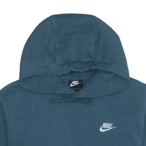 Nike Men Blue Pullover Fleece Hoodie S Regular Fit Logo Drawstring