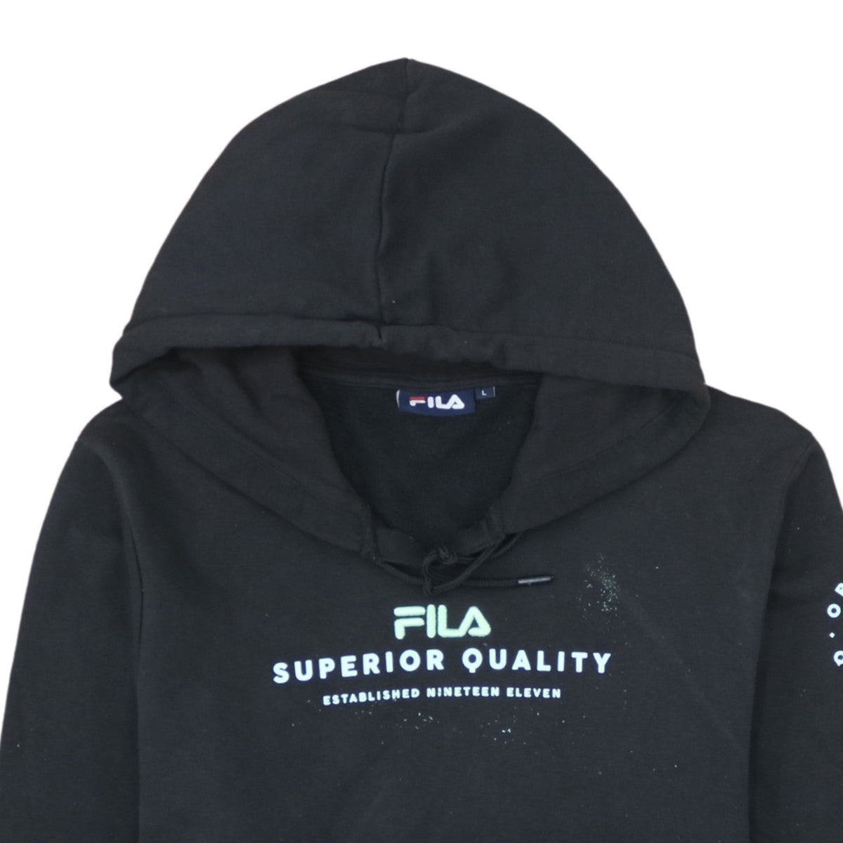 Fila Womens Black Pullover Hoodie L Cotton Blend Sweatshirt