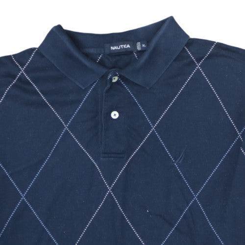 Nautica Men's Blue Argyle Cotton Polo Shirt Size XL