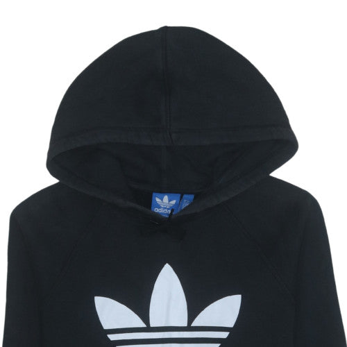 Adidas Mens Black Pullover Hoodie Medium Graphic Logo Fleece