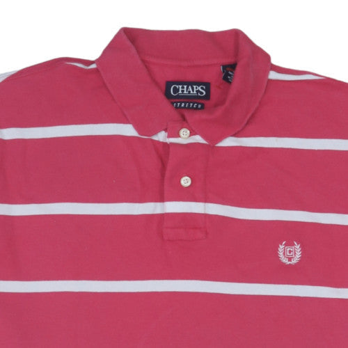 Chaps Men's Pink Striped Stretch Polo Shirt XL Cotton