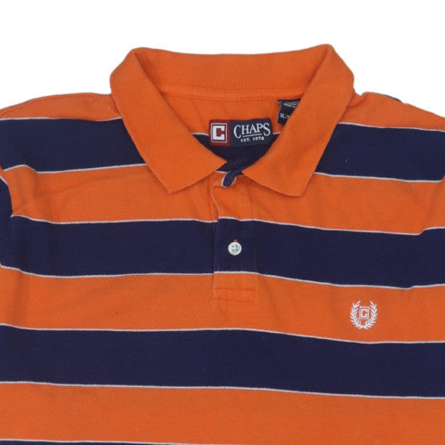 Chaps Men's Orange & Navy Striped Polo Shirt XL Cotton Classic Fit