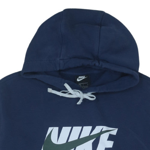 Nike Men Blue Pullover Logo Hoodie L Fleece Sportswear