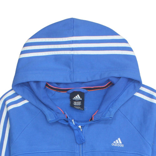 Adidas Mens Blue Full Zip Hoodie Size L Cotton Polyester Essentials