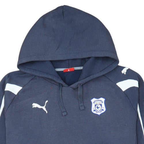 Puma Men's Blue Pullover Hoodie Size L Embroidered Sports Sweatshirt