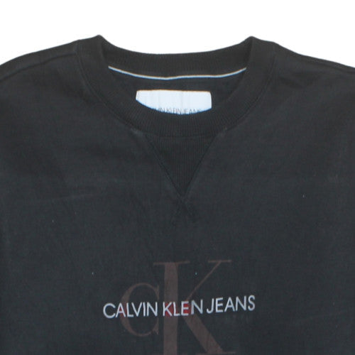 Calvin Klein Jeans Womens Black S Sweatshirt Crew Neck Logo Cotton