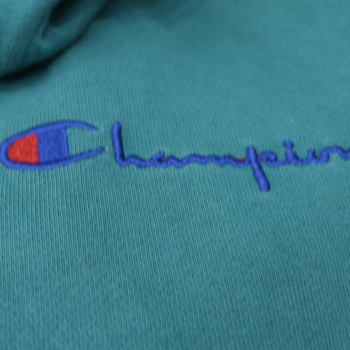 Champion Men's Green Small Pullover Hoodie with Embroidered Logo