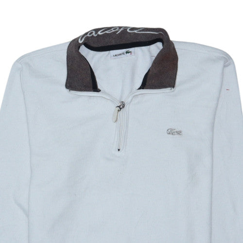 Lacoste Men's White 1/4 Zip Collared Sweatshirt Size M