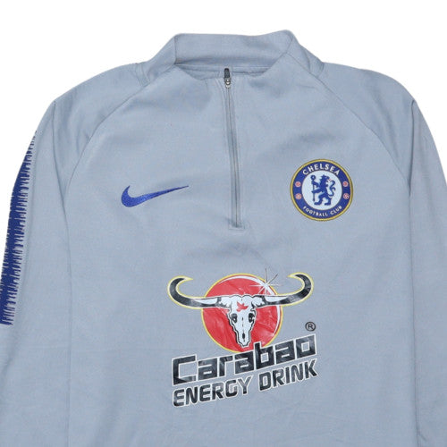 Nike Men's Grey Chelsea Football 1/4 Zip Dri-FIT Training Top Size S