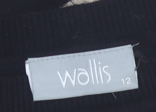 Wallis Womens Black Striped Boat Neck Pullover Jumper Size 12