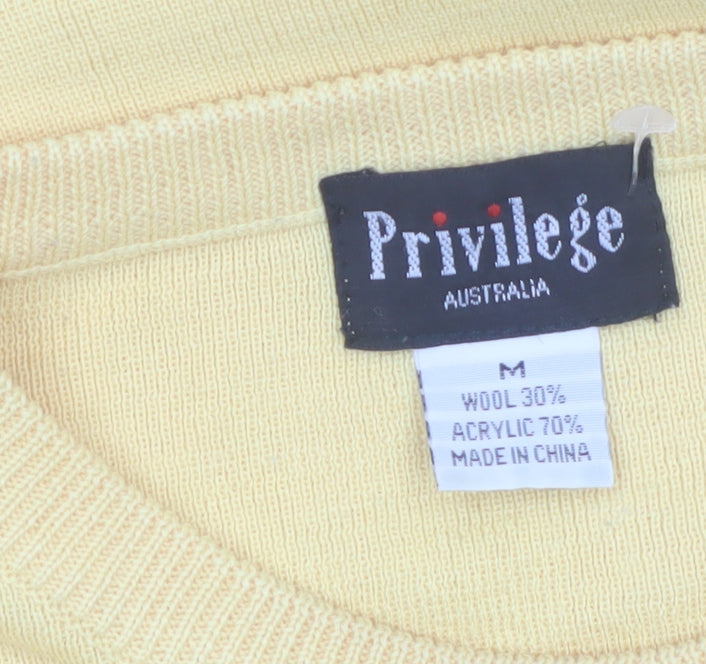 Privilege Australia Women’s Yellow Black Bow Knit Jumper Size M