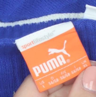 Puma Men's Blue V-Neck Cotton Pullover Jumper XL