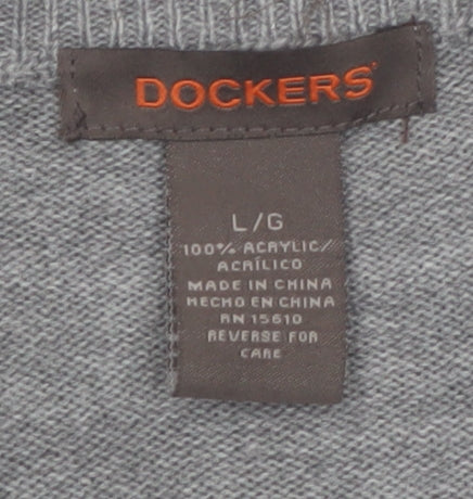 Dockers Men Grey Argyle Sleeveless Acrylic Knit Vest L