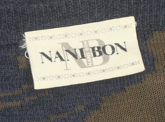 Nanibon Men's Blue Retro Knit Pullover Jumper Size L